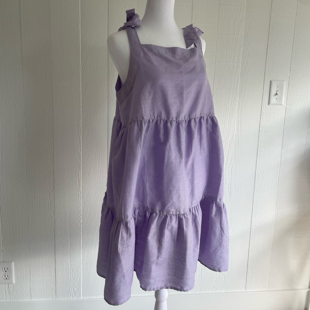 MONKI Square-Neck Tiered Mini Dress